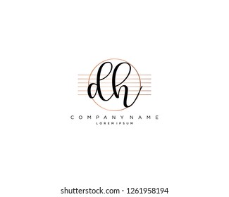 D H initial handwriting logo vector