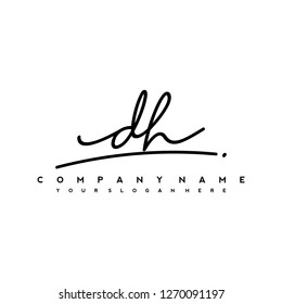D H Initial handwriting logo vector