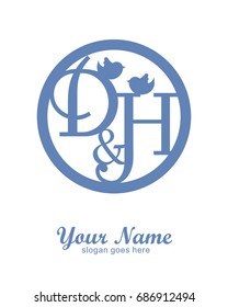 D H initial wedding decorative logo template