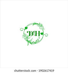 D H letter logo vector design on white color background. dh icon