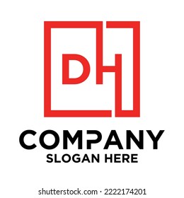 D H lettering with square design vector template
