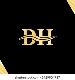 D H letters Minimal Logo Luxury serif typography design vector of business initial name logotype