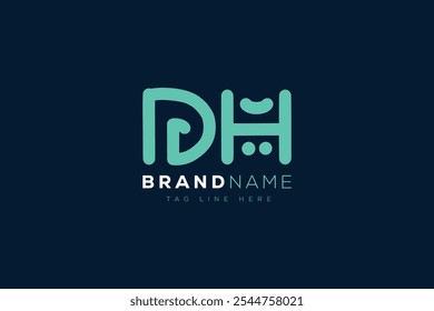Diseño del logotipo de D y H. Monograma del logotipo de las letras abstractas de DH. Este diseño de logotipo es el proceso de crear un símbolo visual que representa una marca, empresa o individuo.