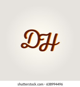 D H running letter joint logo vector template