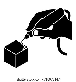 D hand printing icon. Simple illustration of d hand printing vector icon for web design isolated on white background