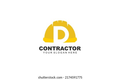 D Hard Hat Logo Design Inspiration. Vector Letter Template Design For Brand