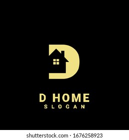 D HOUSE initial gold logo icon design	