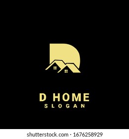 D HOUSE initial gold logo icon design	