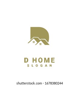 D HOUSE initial gold logo icon design	
