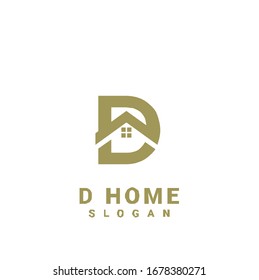 D HOUSE Initial Gold Logo Icon Design	
