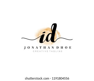 I D ID Initial watercolor logo on white background. Logo template vector