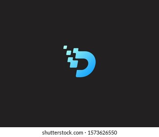 D initial with connection icon blue color
