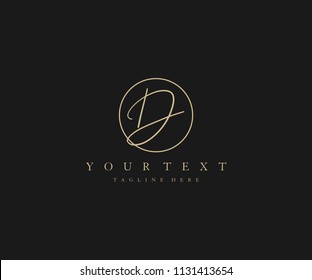 D initial elegant signature vector logo