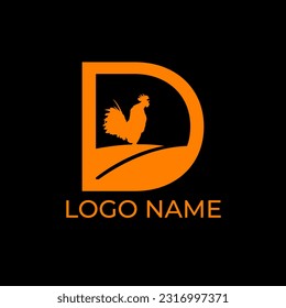 D initial, farm logo design vector