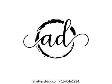 Diseño del logotipo de escritura a mano inicial con círculo de pincel. logo escrito a mano para moda, equipo, boda, logo de lujo.