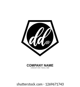 D D Initial Handwriting Logo Template Vector 