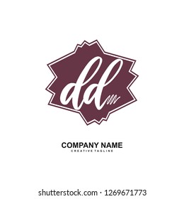 D D Initial Handwriting Logo Template Vector 