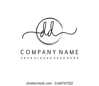 D D Initial handwriting logo vector