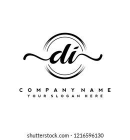 D I Initial handwriting logo vector