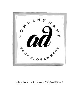 A D Initial handwriting logo vector