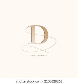 D letra inicial y logotipo de firma. Un logotipo inicial de escritura a mano de concepto. Grabado de lujo.