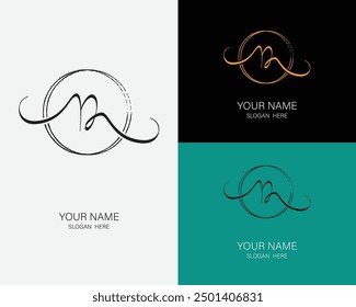 D Plantilla inicial de escritura a mano y diseño de logotipo