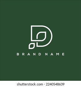 D initial and leaf logo vector