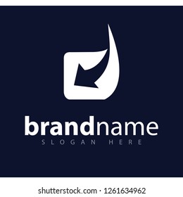 d initial letter with arrow logo vector template