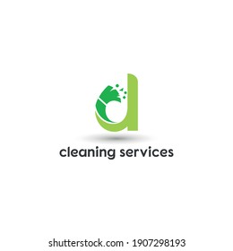 d initial letter combine with broom for cleaning service, house maintenance, repair, housecleaning, logo vector template concept