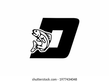 D initial letter with fish design