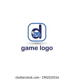 d initial letter with game console icon and pixel for gaming logo concept. game startup application