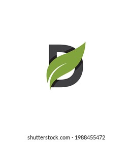 D Initial letter with green leaf