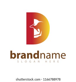 D Initial letter with kangaroo logo icon vector
