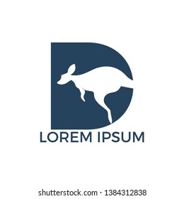 D Initial letter with kangaroo logo design. Creative kangaroo and letter D  logo design concept.