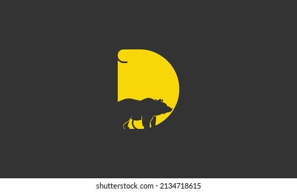 D initial letter Logo abstract design vector template Negative space style.