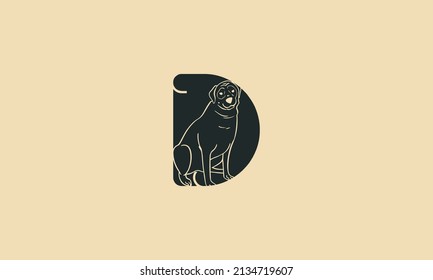 D initial letter Logo abstract design vector template Negative space style.
