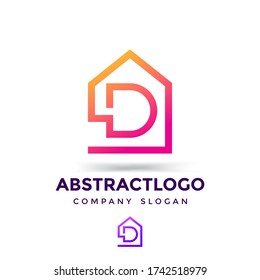 D logotipo de letra inicial Diseño Icono moderno monograma creativo para bienes raíces