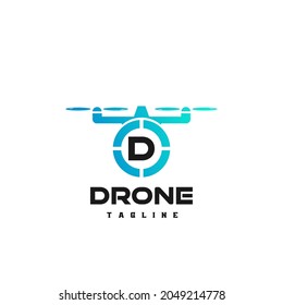 D Initial letter logo for drone shop. Logo for drone shop, drone logo with initial.