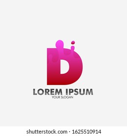 D initial letter logo icon with liquid effect for creative and business company