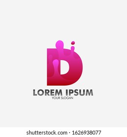 D initial letter logo icon with liquid effect for creative and business company