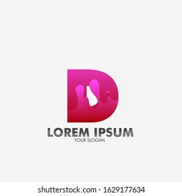 D initial letter logo icon with liquid effect for creative and business company