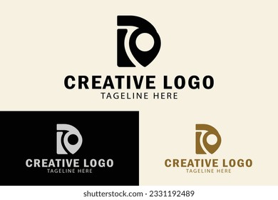 D initial letter logo with Location. design initial D pin location. Creative logo professional. simple vector design editable