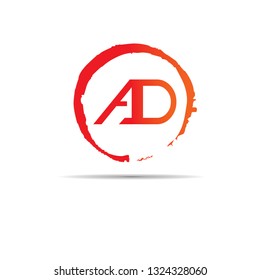 A and D initial letter logo simple with circle brush vector element 12