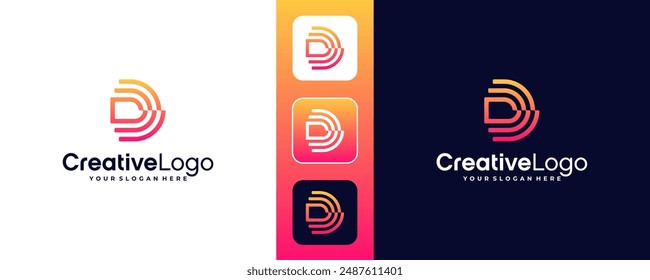 D initial letter vector logo design collection