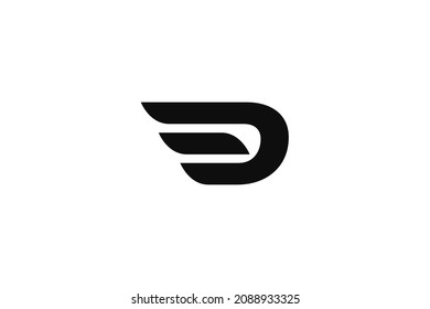 D Initial letter wings logo vector design