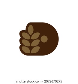 D Initial Logo. Bakery with Wheat Logo Template