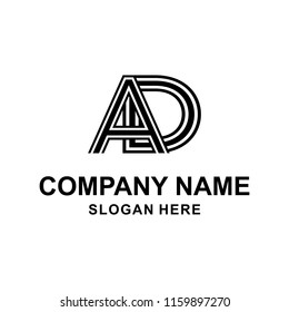 A D Initial logo template vector