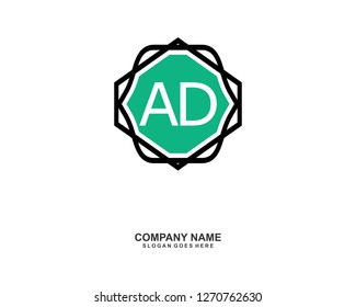 A D Initial logo template vector