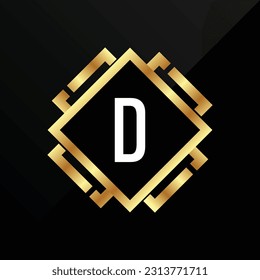 D Letra oro de lujo inicial Tipo de letra Símbolo de logotipo Icono Elegancia simple