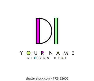 D & I initial minimalist logo template vector